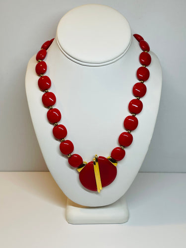 Napier Red Beaded Split Circle Necklace